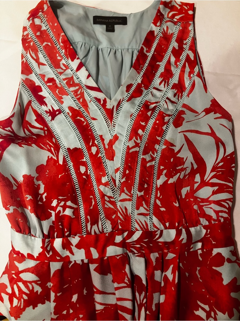 Banana Republic Floral V-Neck Fit & Flare Dress 0 Ladder Lace Midi - Picture 10 of 12